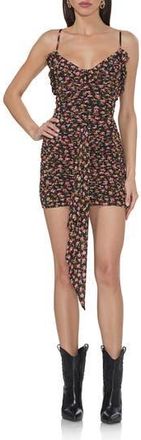 AFRM Mackie Ruched Tie Waist Minidress in Spring Ditsy at Nordstrom Rack, Size Xx-Large