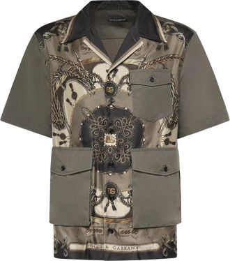 Dolce & Gabbana Shirt - Heren - Korte mouwen Overhemden - Grijs - L - Overhemden