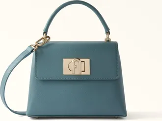 Furla 1927 Borsa A Mano Mini Cloud Blue Blu Pelle Stampata Donna