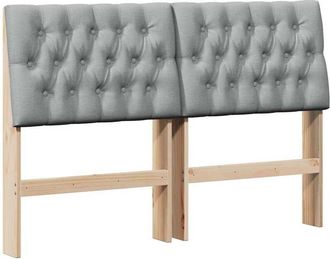 vidaXL Cabecero Tapizado Gris Claro 160 Cm Madera De Pino Macizo Vidaxl