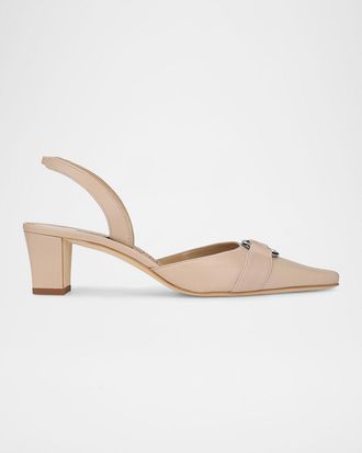 Manolo Blahnik Trixa 50MM Leather Slingback Pumps