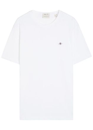 GANT Logo-embroidered Cotton T-shirt - White - Xxl