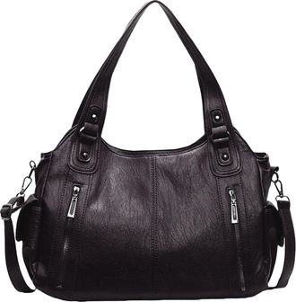 Generic Stylish Womens PU Leather Shoulder Handbag With Convenient Pocket For Daily Commute Work And Messenger Tote (Coffee, One Size)