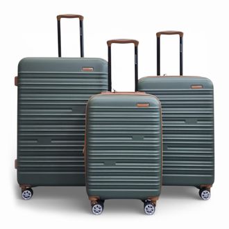 Infinity Leather Unisex Expandable Green Hard Shell ABS Suitcase 8 Wheel Travel Large Luggage - Size Medium