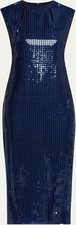 Akris Corded Sequin Chiffon Midi Sheath Dress