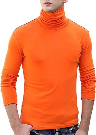 Generic Mock Neck Tops for Men Turtleneck Shirts Long Sleeve Thermal Undershirts Slim Fit Basic Pullover Top Solid Color Tees Playera Cuello De Tortuga para H