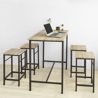 SoBuy Set 5 Pezzi Tavolo Con 4 Sgabelli Mobile Bar Per Casa Stile Industriale L100p60a87 Cm Legno Ogt11-n - Sobuy