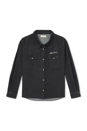 Cherry Los Angeles Logo-Embroidered Denim Western Shirt