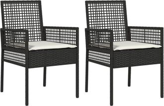 vidaXL Silla De Jard&iacute;n 2 Pcs Negro 53 X 60 X 85cm Rat&aacute;n Sint&eacute;tico Vidaxl