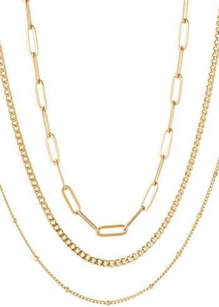 Adornia Tarnish Resistant Set of 3 Assorted Chain Necklaces in Gold at Nordstrom Rack