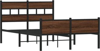 vidaXL Bed Frame without Mattress Brown Oak 120x190 cm Small Double Engineered Wood Vidaxl