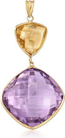 Ross-Simons Amethyst and Citrine Pendant in 14kt Yellow Gold