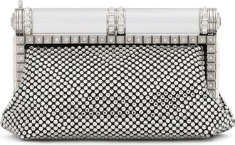 Dolce & Gabbana rhinestone-embellished satin clutch bag - women - Silk/Silk/Rayon/Rayon - One Size - Grey