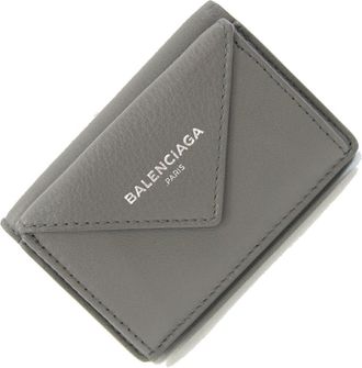 Balenciaga Gray Leather Wallet (Tri-Fold) (Pre-Owned)