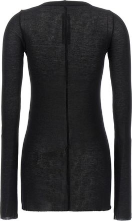 Rick Owens Ribbed Viscose Long Sleeve T-Shirt - Black
