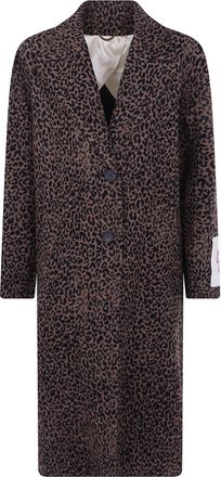 Golden Goose Coat Faded Leopard Jacquard Wool Golden WS Cocoon