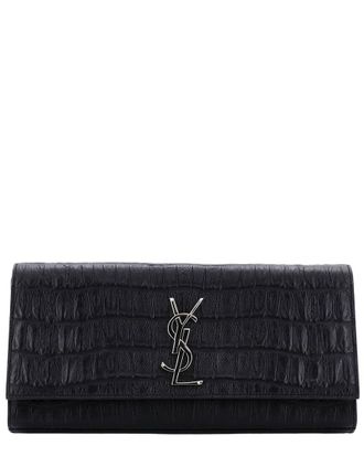 Saint Laurent Classic Monogram Clutch Crocodile Embossed Long (Authentic Pre- Loved)