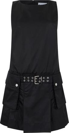 Ganni Duchesse Nylon Mini Jurk - Dames - Korte kleedjes - Zwart - 2XS - Nylon - Kleedjes