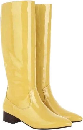 Generic Women Elegant Casual Patent Leather Boots Round Toe Warm Lined Long Winter Party Boot