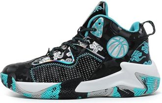 Generic Mens Plus Size Basketball Shoes Anti Slip Wear-Resistant Shock-Absorbing Outdoor Indoor Sports Training Boots Walking Shoes(Black,12.5 UK)