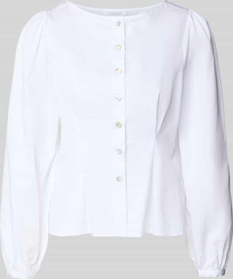 Rich & Royal Taillierte Bluse mit Rundhalsausschnitt in Weiss, Größe 34