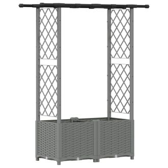 vidaXL Vidaxl Letto Rialzato Con Griglia E Tetto Grigio Chiaro Pp