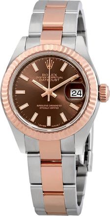 Rolex Datejust Chocolate Dial Ladies Steel and 18K Everose Gold Watch 279171CHSO