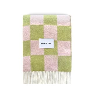 Maison Deux Checkerboard Blanket in Bright Green at Nordstrom, Size Medium