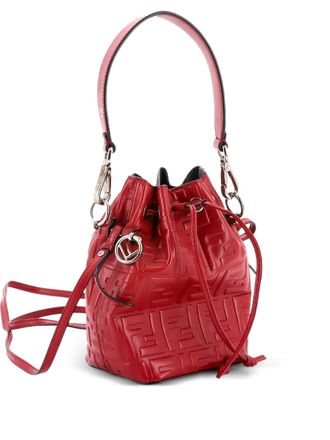 Fendi Mon Tresor Zucca Embossed Leather Mini bucket bag - Red