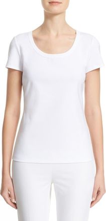 Lafayette 148 New York Scoop Neck Cotton Tee in White at Nordstrom, Size Petite