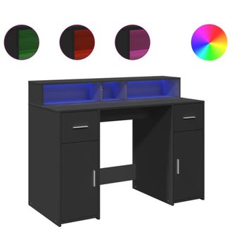 Berkfield Home Desk with LED Lights Black 120x55x91 cm Engineered Wood | Size: 120 x 55 x 91 cm
