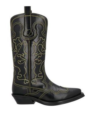 ブーツその他 Ganni SS24 WESTERN BOOT (S2427_018) Silver Silver Mid Shaft Embroidered Western Boots | GANNI US