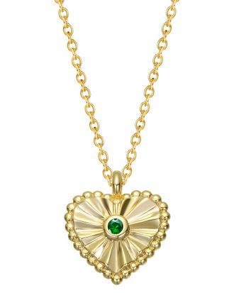 Rachel Glauber 14K Plated Cz Heart Necklace