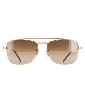 Ray-Ban Square Unisex Gold Brown Gradient RB3636 New Caravan Metal - One Size