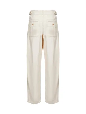 Isabel Marant Womens Workwear Trousers Ireme Ivory Denim Cotton