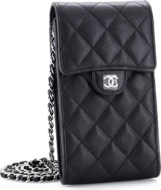 Chanel Classic Flap Phone Holder Quilted Caviar crossbody bag - Zwart