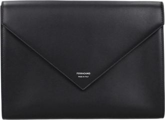 Ferragamo Leren Clutch - Dames - Tassen - Zwart - Maat: ONE Size Zijde