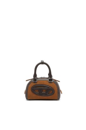 Diesel 1DR Dome - Small bowling bag in suede and grainy PU - Crossbody Bags - Woman - Brown