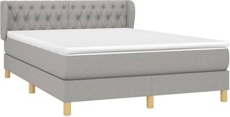 vidaXL Vidaxl - Cama Box Spring Con Colch&oacute;n Tela Gris Claro 140x190 Cm