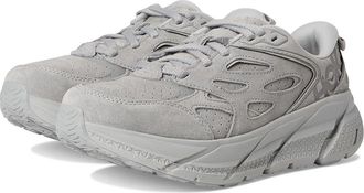 Hoka One One Clifton L Suede Shoes Limestone/Limestone : Mens 10.5 - Womens 11.5 Medium, Leather/Synthetic