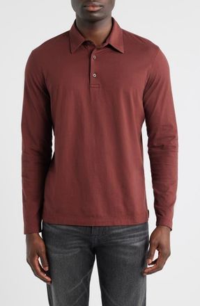 AG - Adriano Goldschmied Bryce Long Sleeve Polo in Cranberry at Nordstrom, Size Xx-Large