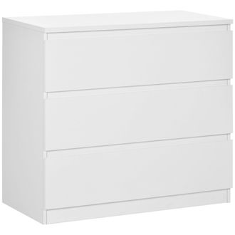 HOMCOM Chest of Drawers - 3 Drawer Storage Cabinet Unit for Bedroom - White | TJ Hughes