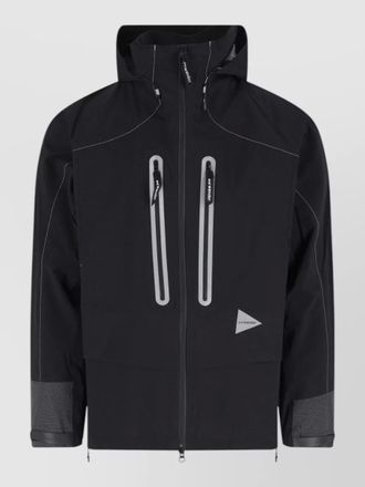 And Wander long hooded coat reflective panels adjustable cuffs