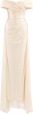 Saiid Kobeisy Gold Lame Off-Shoulder Dress