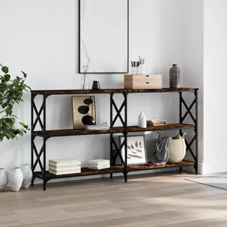 vidaXL Vidaxl - Mesa Consola Madera De Ingenier&iacute;a Roble Ahumado 156x28x80,5 Cm