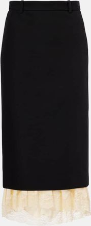 Balenciaga Gonna midi in lana con pizzo