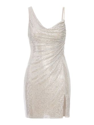 Self Portrait SILVER RHINESTONE DRAPED MINI DRESS - Self-portrait - Woman