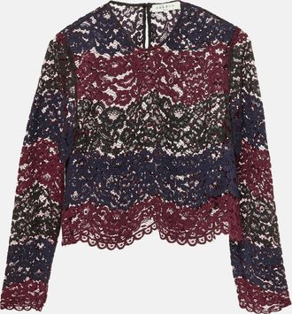 Sandro Maroon Floral Lace Scalloped Crop Top