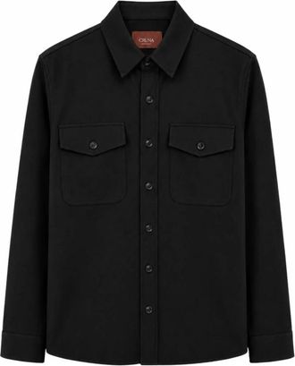 Cruna Overhemden, Heren, Zwart, M, Wol, Osaka Overshirt