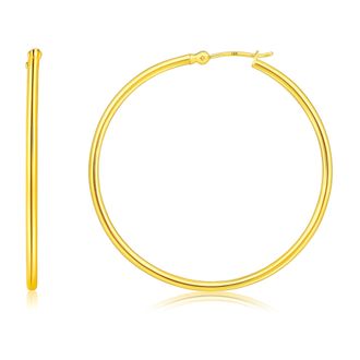 MAX + STONE Solid 10k or 14k Gold 2mm Thick Tube Hoop Earrings 12MM to 50MM